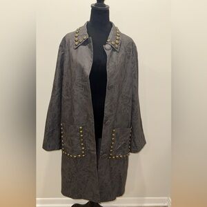 Cynthia Rowley Gray Trench Coat with Gold Studs